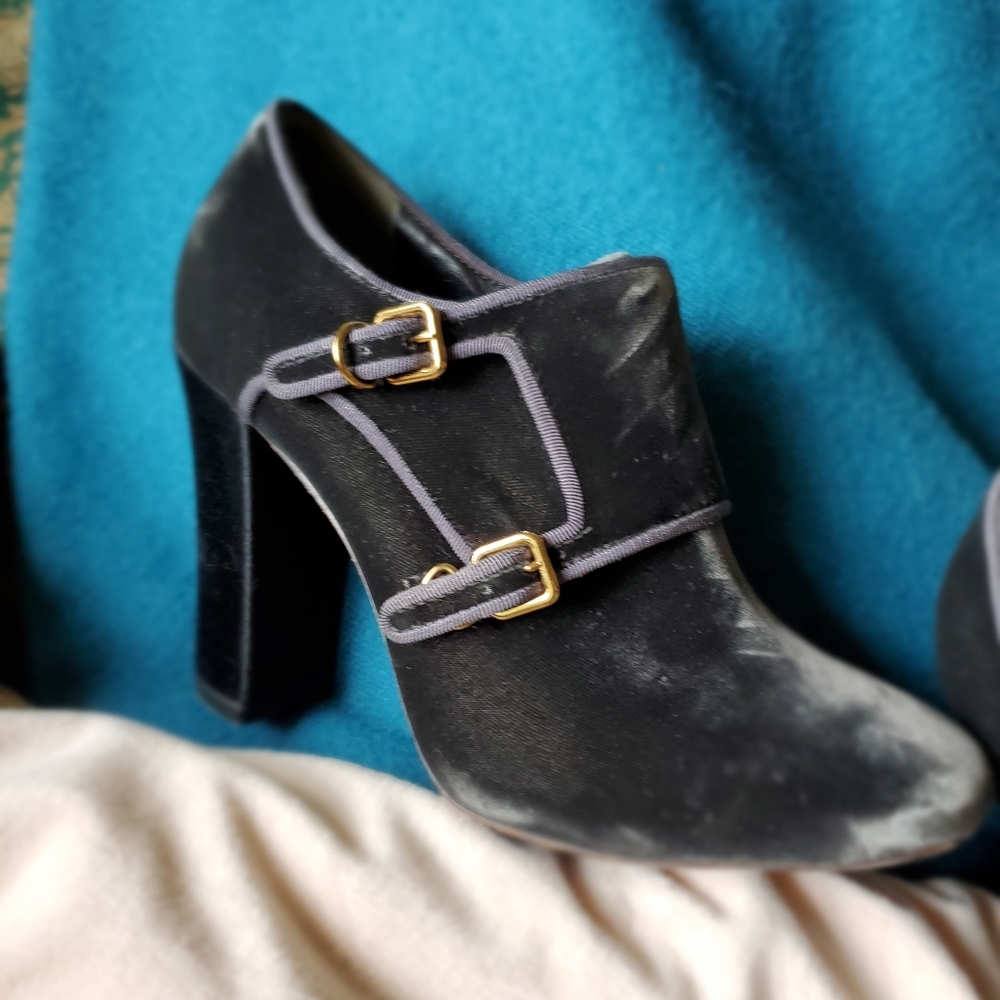 Tory Burch grey velvet bootie
